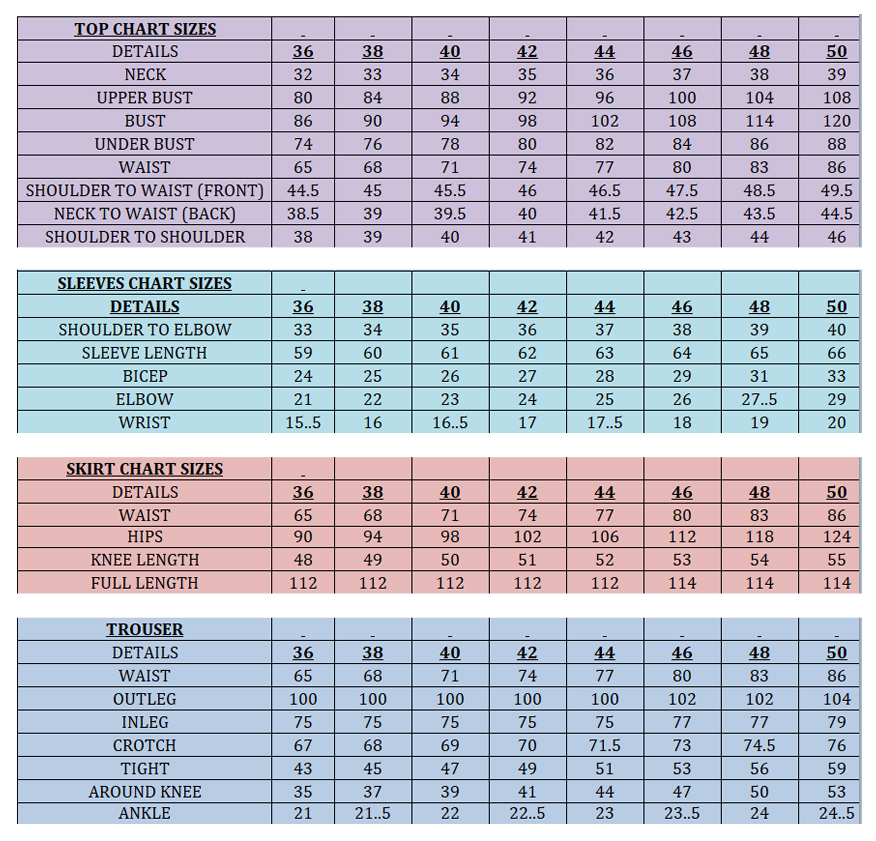 size chart attribute